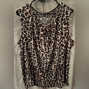 Anne Klein Animal Print Sleeveless Blouse 2X